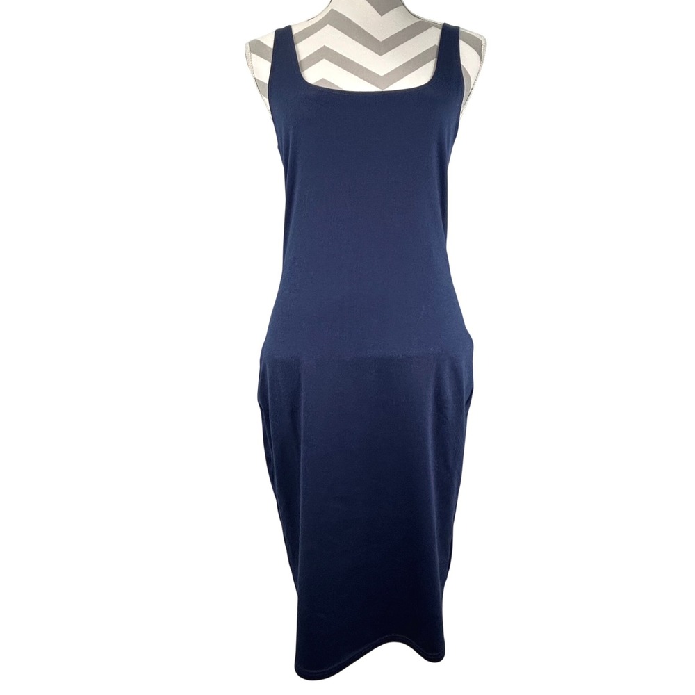Cotton On | Dresses | Cotton On Navy Blue Square Neck Bodycon Midi Tank Dress Womens L